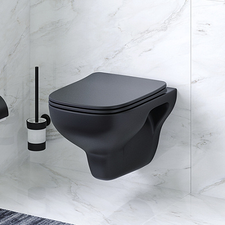 Унитаз подвесной AM.PM X-Joy S C85A1700MBSC безободковый с сиденьем микролифт, черный матовый