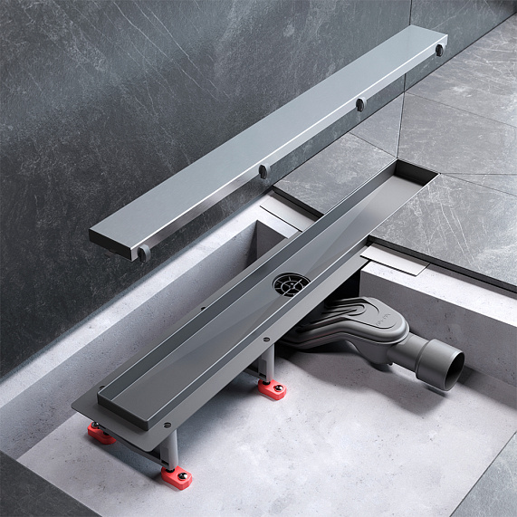 Душевой трап (лоток) 60 AM.PM MasterFlow W01SC-U11-060-04SB комбинированный затвор со стальной матовой решеткой под плитку-15