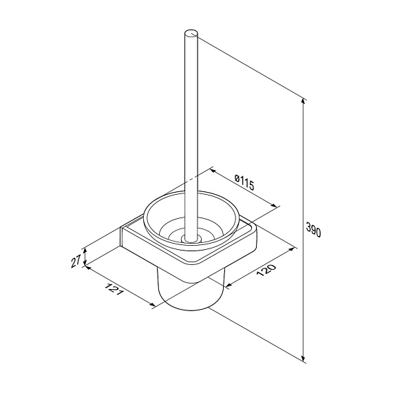 Ершик для унитаза Damixa Jupiter DA7733300 со стеклянной настенной подставкой, хром-3