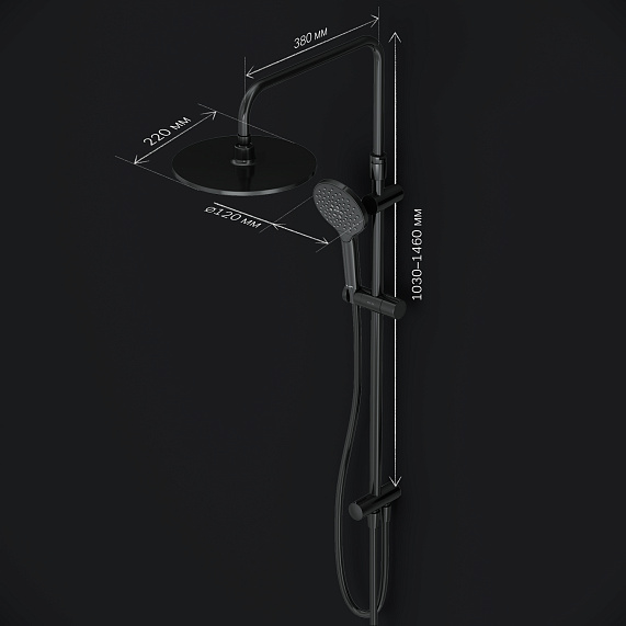 Душевая система AM.PM Like F0780022 стойка с тропическим душем, черная матовая-9