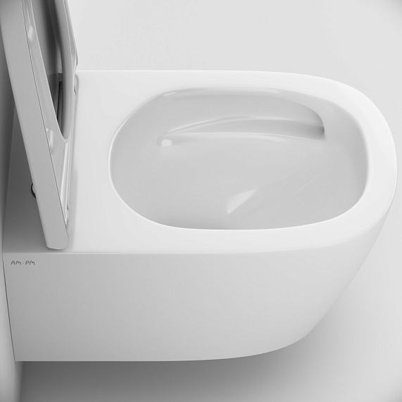 Унитаз подвесной AM.PM Libre C601901SC торнадо безободковый с сиденьем микролифт, белый-10