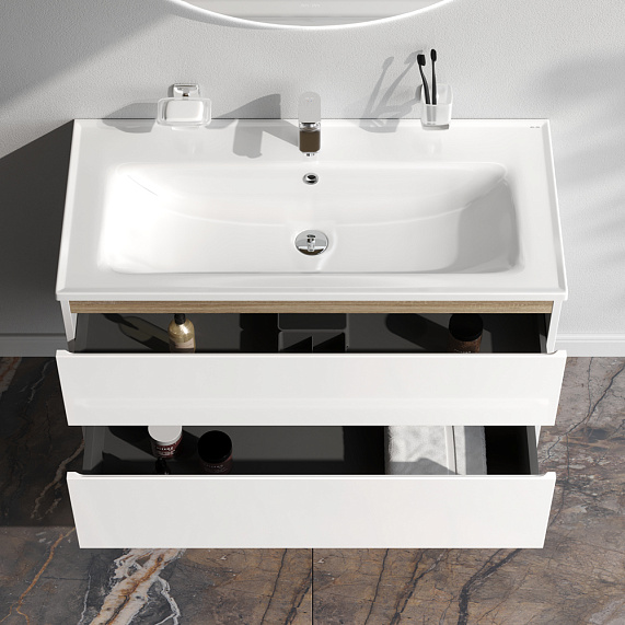Тумба с раковиной 100 AM.PM X-Joy M85A-FHX1002-WC1002WG подвесная, белый глянец-2