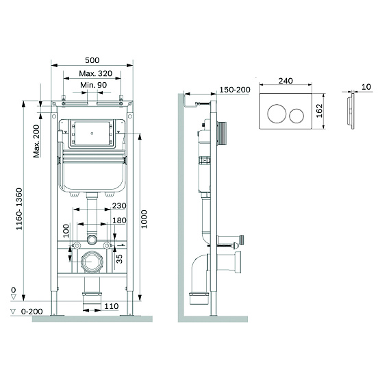 Инсталляция для подвесного унитаза AM.PM MasterFit I012713.0101 с механ. клавишей L, ,белая-2