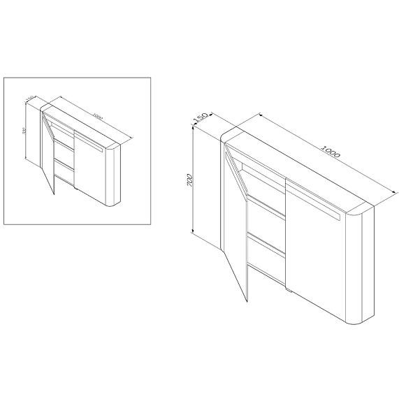 Шкафчик с зеркалом в ванную 100 AM.PM Sensation M30MCX1001TF с подсветкой табачный дуб-4