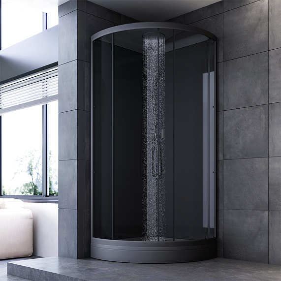 Душевая кабина 90x90 AM.PM Gem W90C-401-090BT профиль черный матовый, низкий поддон-2