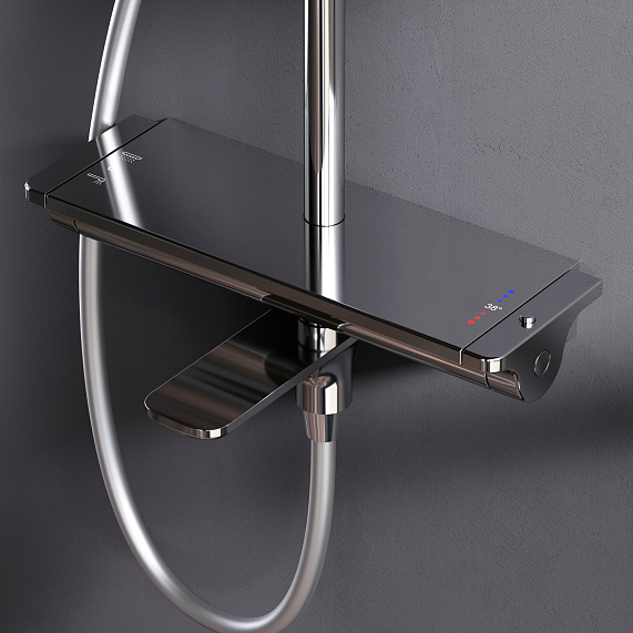 Душевая система AM.PM Spirit 2.0 F0770A500 стойка с тропическим душем, термостатом, смесителем, изливом, хром-2