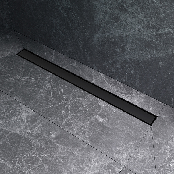 Душевой трап (лоток) 90 AM.PM MasterFlow W01SC-U11-090-04BM комбинированный затвор с черной матовой решеткой под плитку-11