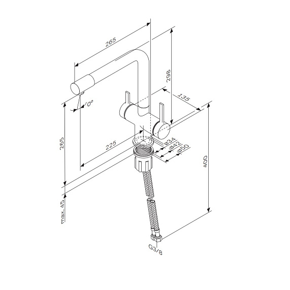 Смеситель для кухни AM.PM Func F8F05700 высокий с L-изливом с каналом для питьевой воды, хром-13