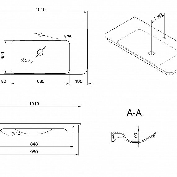 Тумба с раковиной 100 AM.PM Sensation M30FHX1002WG подвесная белый глянец-1