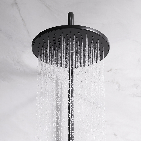 Душевая система AM.PM X-Joy F42885A24 стойка с тропическим душем, черная матовая + смеситель для душа, черный матовый-3