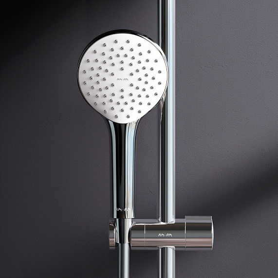 Душевая система AM.PM Gem F40890A14 стойка с тропическим душем, хром + смеситель для ванны, хром-5