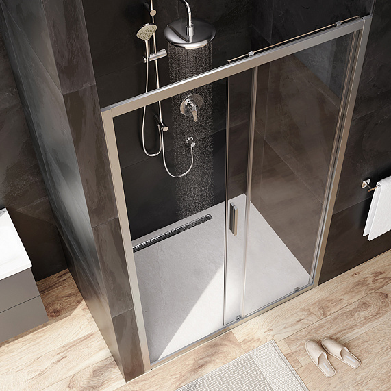 Душевая перегородка с дверью 120x195 AM.PM Gem W90G-120-1-195MT прозрачное стекло, профиль серебристый-2