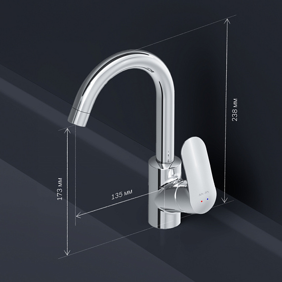 Смеситель для раковины (умывальника) AM.PM Like F8002700 с поворотным изливом, хром-7