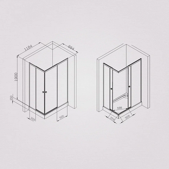 Душевое ограждение без поддона 120х90 AM.PM X-Joy W94G-403-12090-BT профиль черный матовый-6