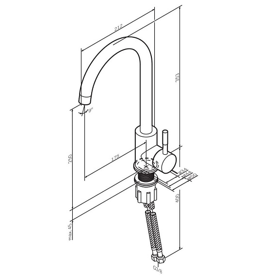 Смеситель для кухни AM.PM X-Joy S F85B07111 высокий, сатин-8