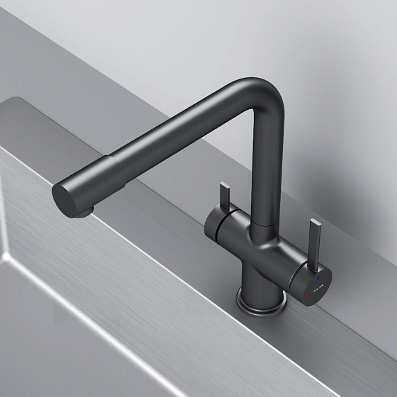 Смеситель для кухни AM.PM Func F8F05722 высокий с L-изливом с каналом для питьевой воды, черный-9