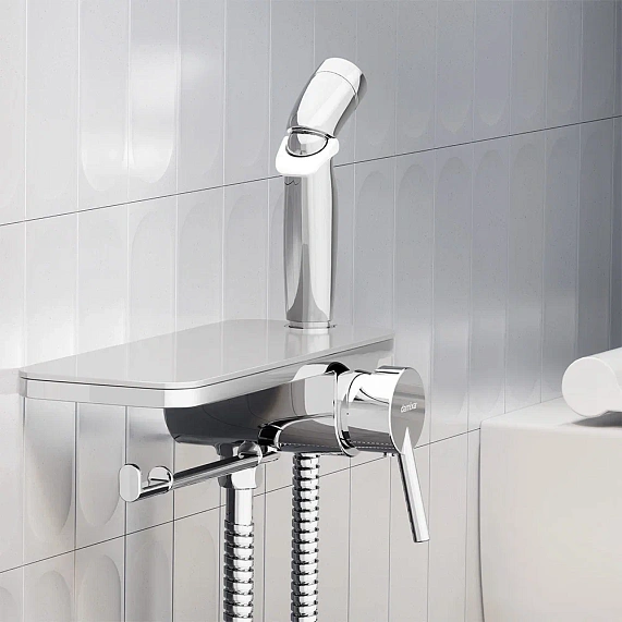 Гигиенический душ со смесителем Damixa Jupiter 773500001 хром встраиваемый, полка, шланг 1200, держатель туалетной бумаги-3