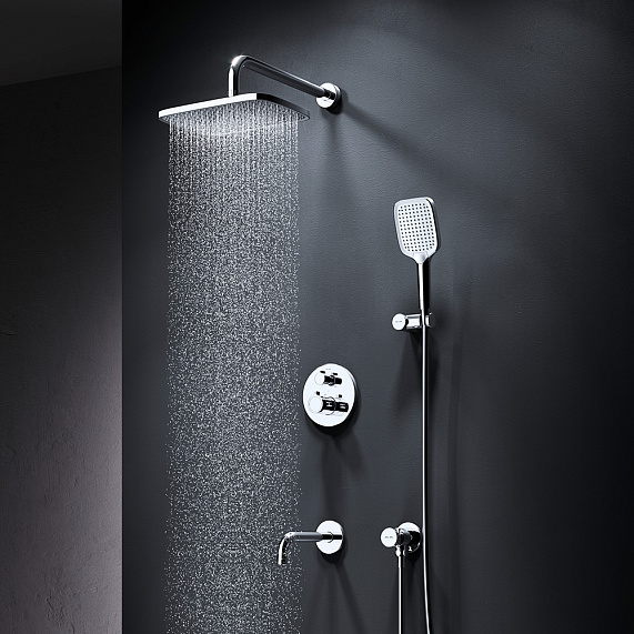 Встраиваемая душевая система AM.PM X-Joy FT85A3RH40 хром: тропический верхний душ, излив с душевой лейкой, термостат-1