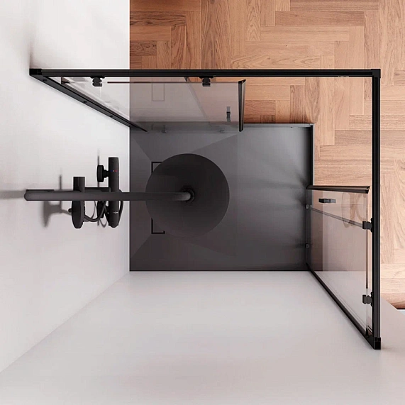 Душевое ограждение без поддона 100x80 AM.PM Gem S W93G-404-100280-BT профиль черный матовый-2