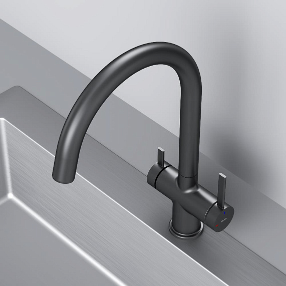 Смеситель для кухни AM.PM Func F8F07722 высокий с C-изливом с каналом для питьевой воды, черный-9