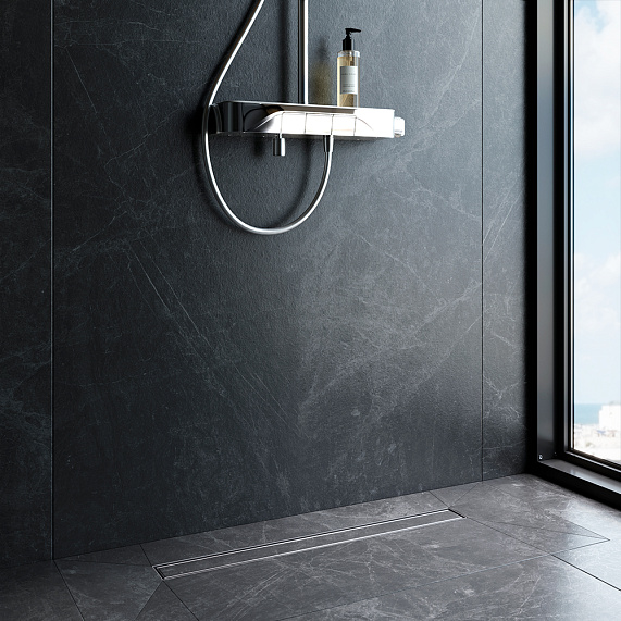 Душевой трап (лоток) 70 AM.PM MasterFlow W01SC-U11-070-04SB комбинированный затвор со стальной матовой решеткой под плитку-4