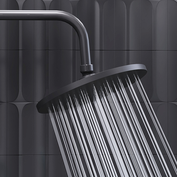 Душевая система Damixa Jupiter 977780300 стойка с тропическим душем, смесителем, черная матовая-4