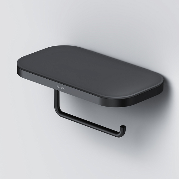 Держатель для туалетной бумаги настенный AM.PM Func A8F341422 с полочкой, черный-3