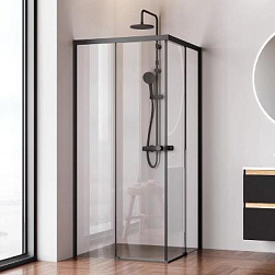 Душевое ограждение без поддона 90x90 AM.PM X-Joy W94G-403-9090-BT1K профиль черный матовый