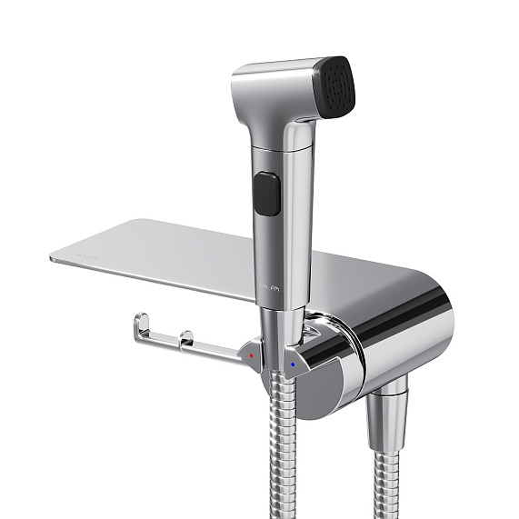 Гигиенический душ со смесителем AM.PM Func F0H8F900 хром встраиваемый, полка, шланг 1200, держатель туалетной бумаги-6