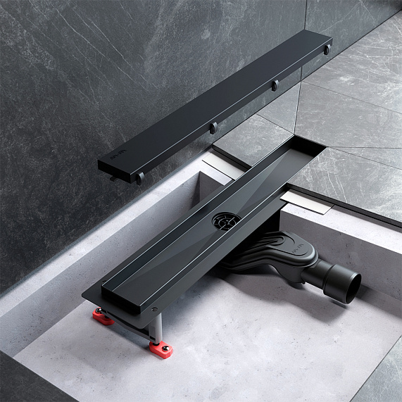 Душевой трап (лоток) 50 AM.PM MasterFlow W01SC-U11-050-04BM комбинированный затвор с черной матовой решеткой под плитку-15