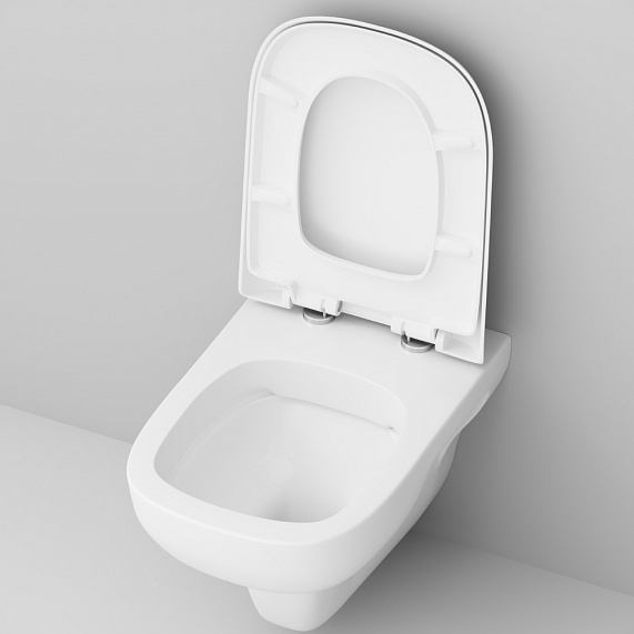 Унитаз подвесной безободковый с инсталляцией AM.PM Like IS3801700 сиденьем микролифт, хром механ. клавишей-3