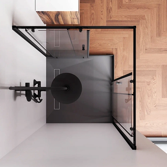 Душевое ограждение без поддона 100x100 AM.PM Sunny W87G-403-100100-BT профиль черный матовый-2