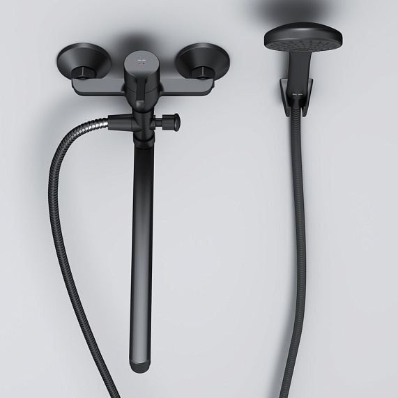 Смеситель для ванны и душа AM.PM X-Joy S F85B90122 длинный излив, душевая лейка, шланг 1500, черный-3