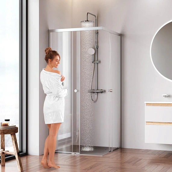 Душевое ограждение без поддона 90x90 AM.PM X-Joy W94G-403-9090-MT1K профиль серебристый