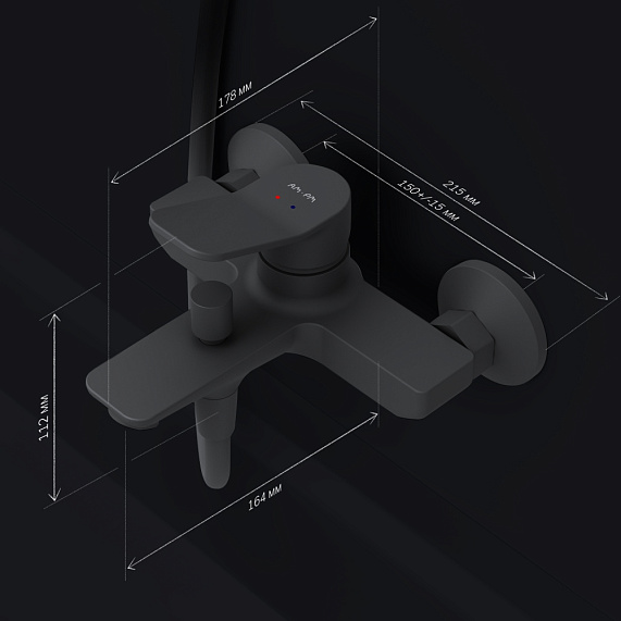Смеситель для ванны и душа AM.PM X-Joy F85A10022 черный (уценка 1шт)-7