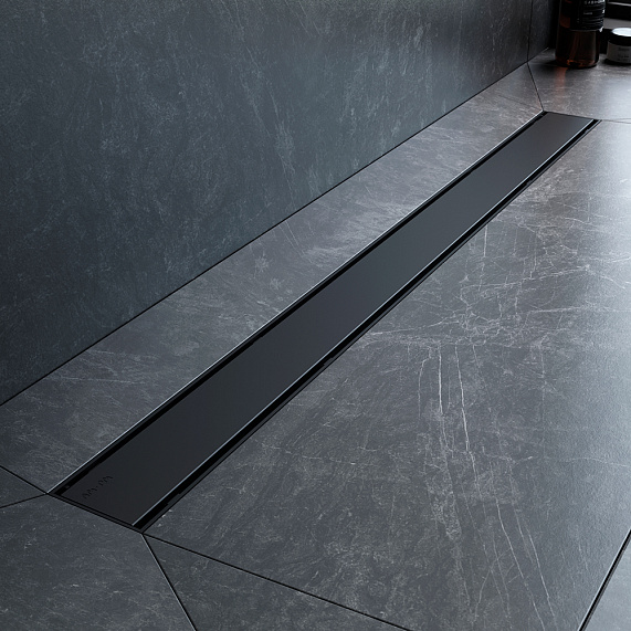 Душевой трап (лоток) 90 AM.PM PrimeFlow W02SC-U11-090-04BM комбинированный затвор с черной матовой решеткой под плитку-9