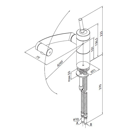 Смеситель для кухни Damixa Arc 290007464 3D с поворотным изливом, хром-6