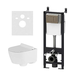 Подвесной унитаз безободковый с инсталляцией Damixa Jupiter DX77.IS10151.1700 сиденьем микролифт, хром механ. клавишей