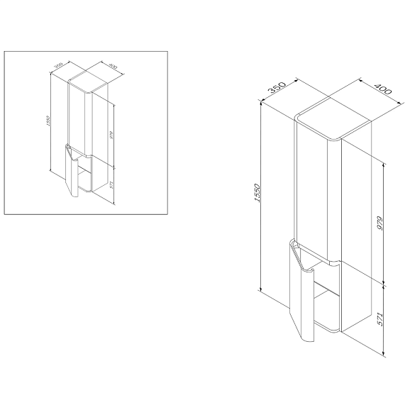 Шкаф-пенал для ванной 40 AM.PM Sensation M30CHL0406TF навесной левый табачный дуб-4