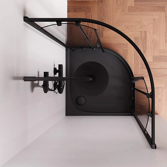 Душевое ограждение без поддона 90x90 AM.PM Gem W90G-401-090BT профиль чёрный матовый-2