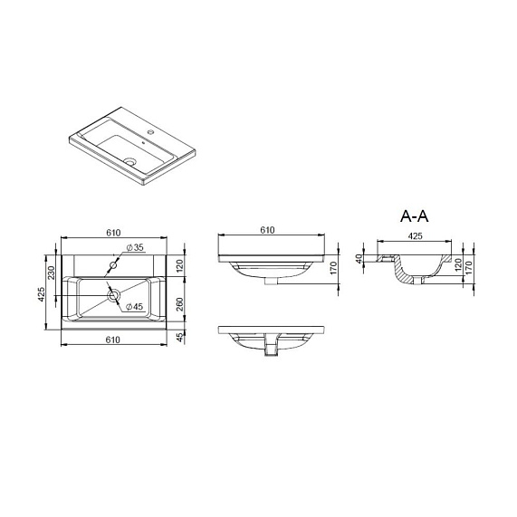 Тумба с раковиной и смесителем 60 AM.PM Gem M90FHX06022BM подвесная черная матовая-1