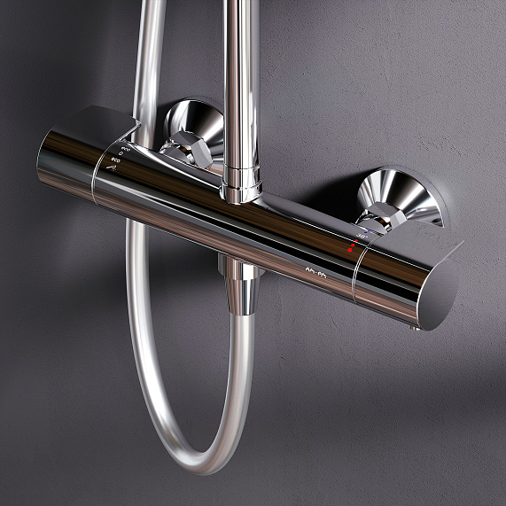 Душевая система AM.PM X-Joy F0785A400 стойка с тропическим душем, термостатом, смесителем, хром-2