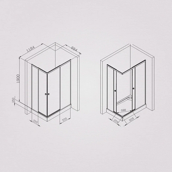 Душевое ограждение без поддона 120х90 AM.PM X-Joy W94G-403-12090-MT профиль серебристый-6