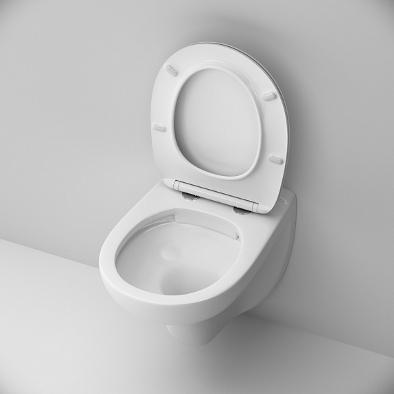 Унитаз подвесной безободковый с инсталляцией AM.PM Sense IS49001.741700 сиденьем микролифт, белой пневм. клавишей-3