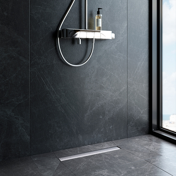 Душевой трап (лоток) 50 AM.PM MasterFlow W01SC-U11-050-04SB комбинированный затвор со стальной матовой решеткой под плитку-5