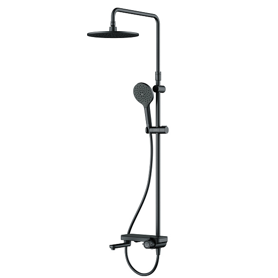 Душевая система AM.PM Like F0780722 стойка с тропическим душем, смесителем, изливом, черная матовая-10