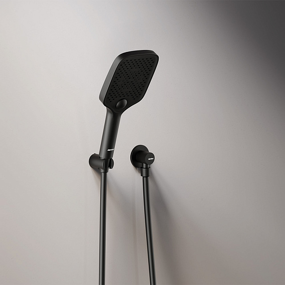 Встраиваемая душевая система Damixa Gala 953510300 черная: тропический верхний душ, ручной душ, излив-4