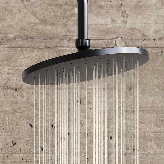 Душевая система Damixa Jupiter 977730300 стойка с тропическим душем, смесителем, изливом, черная матовая-3