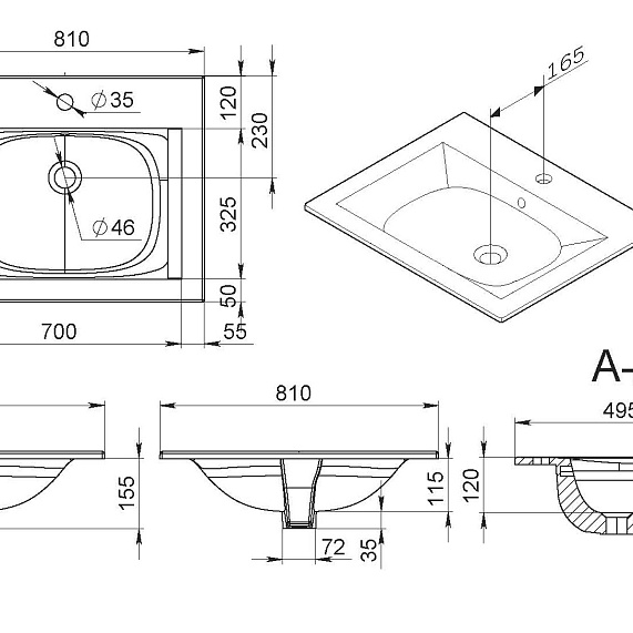 Раковина мебельная 80 AM.PM Spirit 2.0 M70AWCC0802WG белая встраиваемая-2