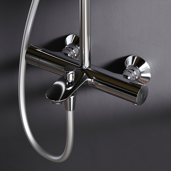 Душевая система AM.PM Spirit 2.0 F0770A510 стойка с тропическим душем, термостатом, смесителем, изливом, хром-2